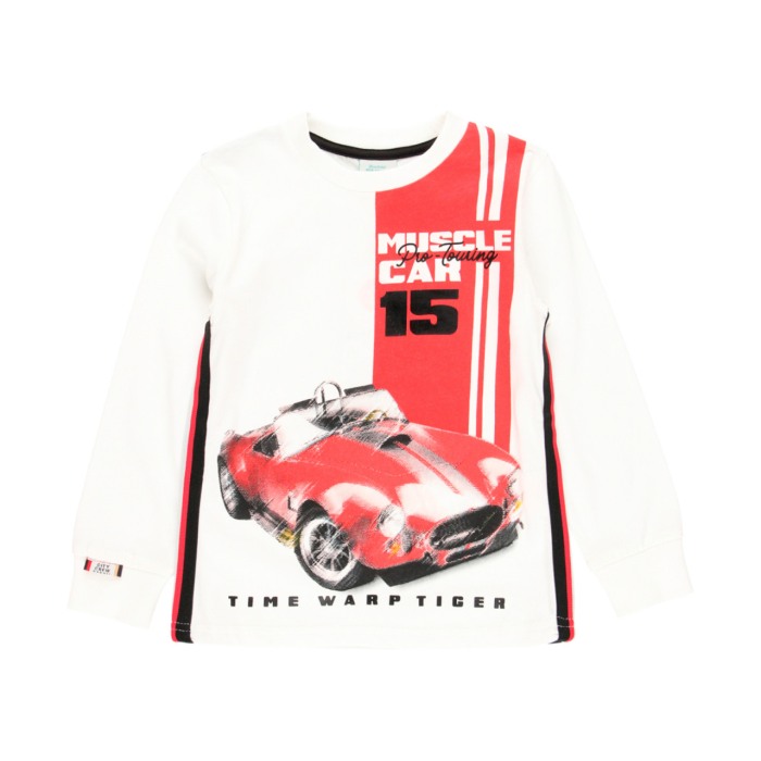 Tricou maneca lunga baiat, bumbac, imprimeu masina, Boboli [1]