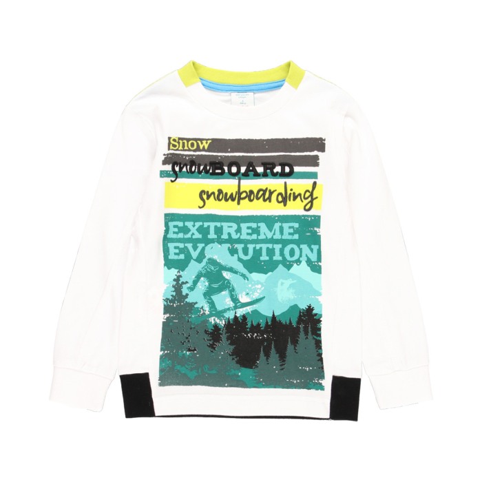 Tricou maneca lunga baiat, imprimeu text verde, Boboli [1]