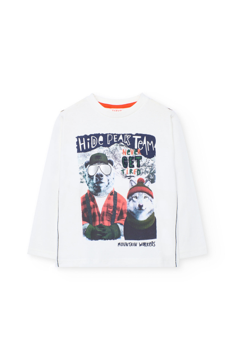 Tricou maneca lunga baieti, bumbac, imprimeu grafic, brand Boboli [2]