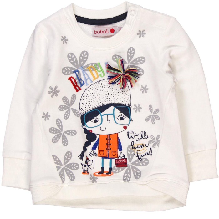 Tricou maneca lunga bebe fetita, vatuit, imprimeu fetita, Boboli [1]