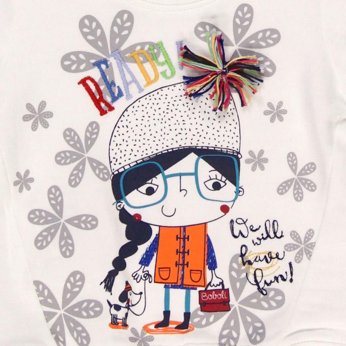 Tricou maneca lunga bebe fetita, vatuit, imprimeu fetita, Boboli [4]