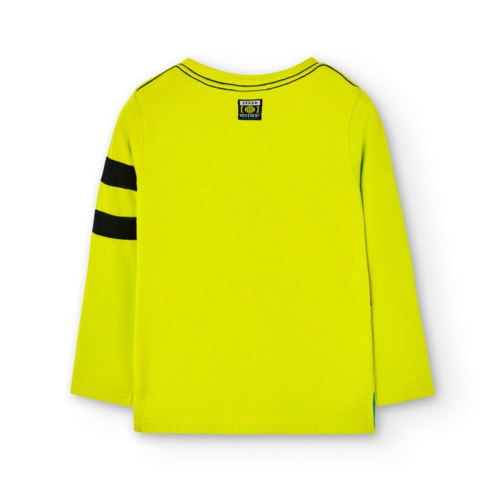Tricou maneca lunga copii, bumbac, verde, imprimeu grafic, brand Boboli [2]