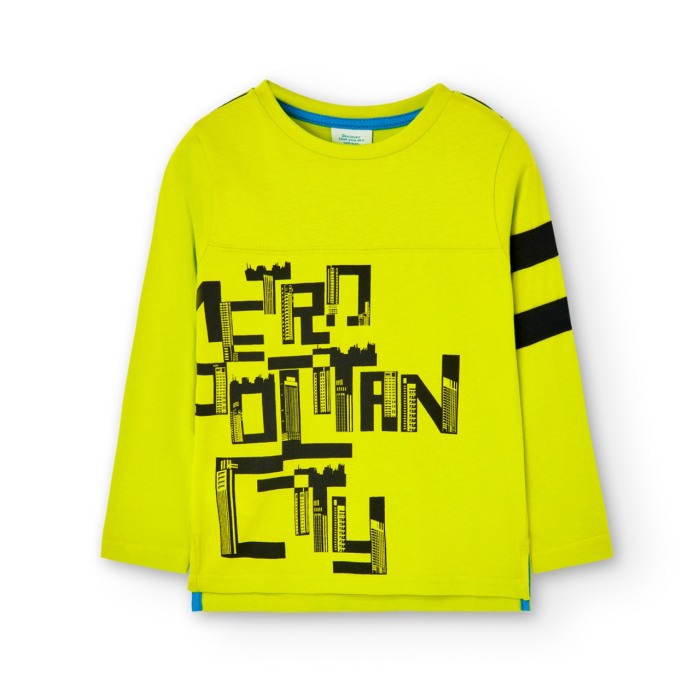 Tricou maneca lunga copii, bumbac, verde, imprimeu grafic, brand Boboli [1]