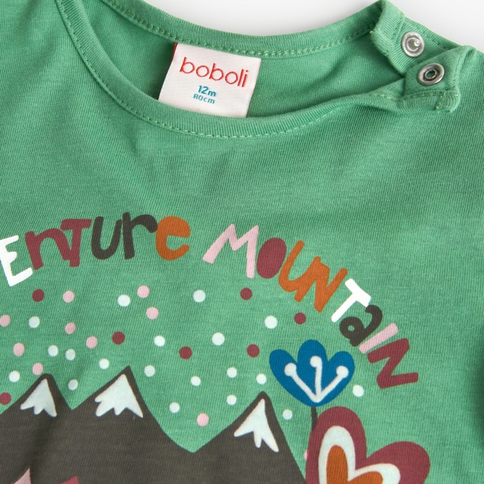 Tricou maneca lunga fete, bumbac better cotton, verde, brand Boboli [3]