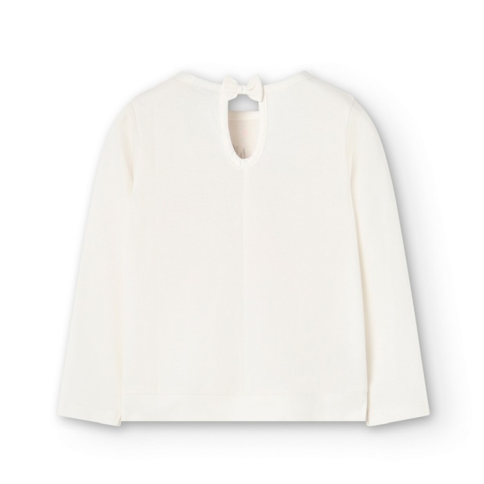 Tricou maneca lunga fete, bumbac certificat oeko-tex, text multicolor, alb, Boboli [2]