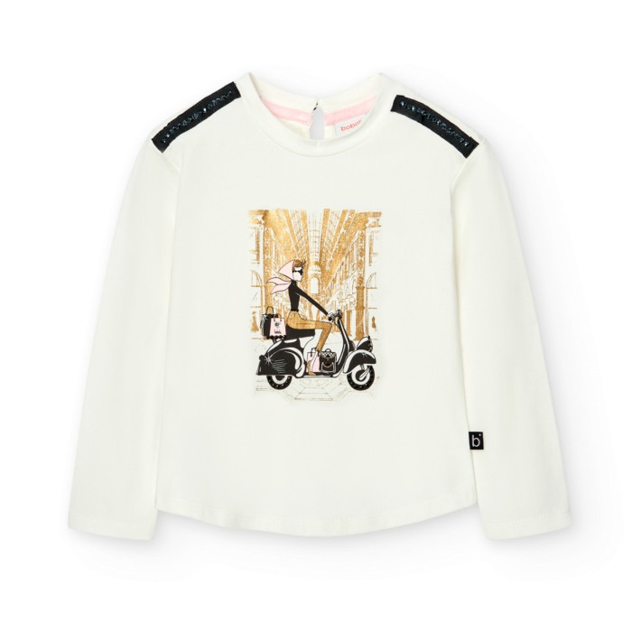 Tricou maneca lunga fete, bumbac, imprimeu auriu, Boboli [1]