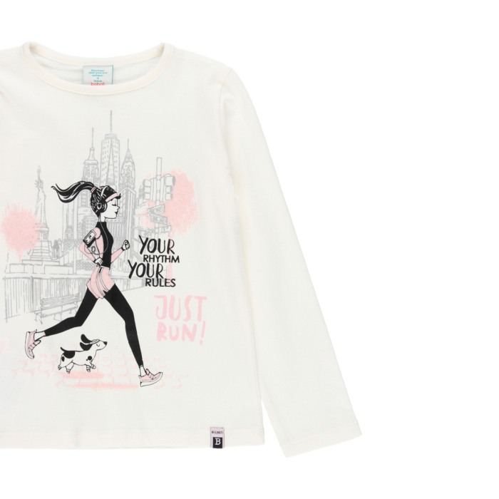 Tricou maneca lunga fete, bumbac, new york, Boboli [3]