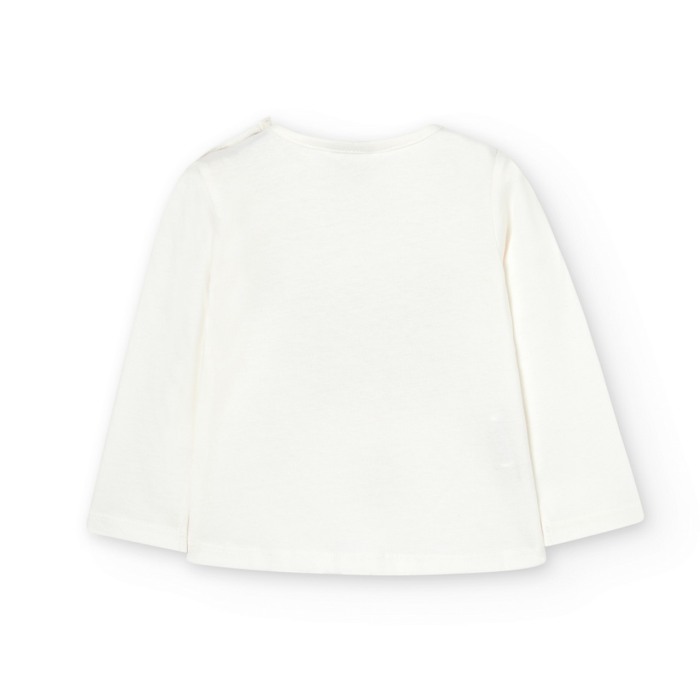 Tricou maneca lunga fete, imprimeu fetita cu par mov, alb, Boboli [2]