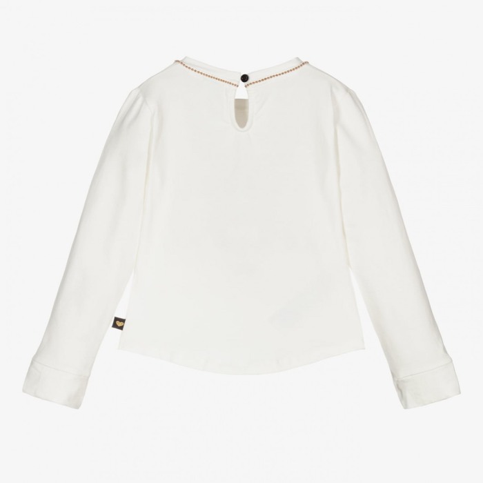 Tricou maneca lunga fete, imprimeu pisicuta, strasuri negre, Boboli [2]