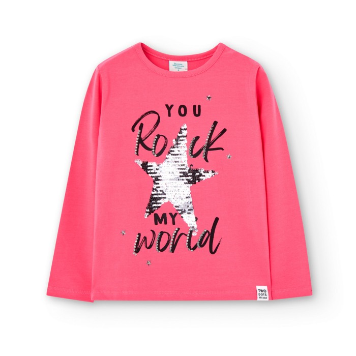 Tricou maneca lunga fete, paiete reversibile, roz ciclam, Boboli [1]
