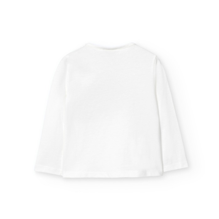 Tricou maneca lunga fetite, aplicatii florale si paiete, alb, brand Boboli [2]