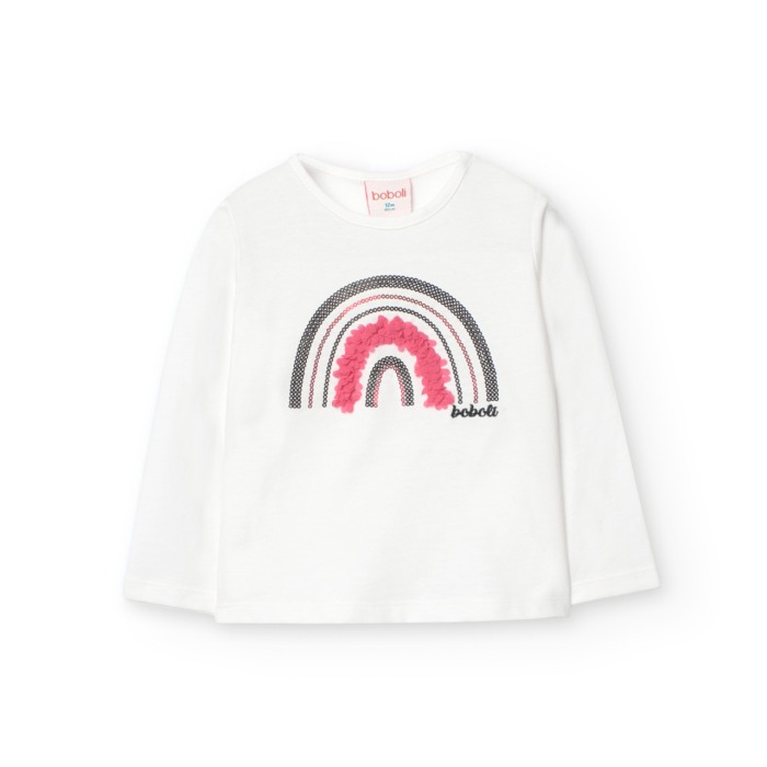 Tricou maneca lunga fetite, aplicatii florale si paiete, alb, brand Boboli [1]