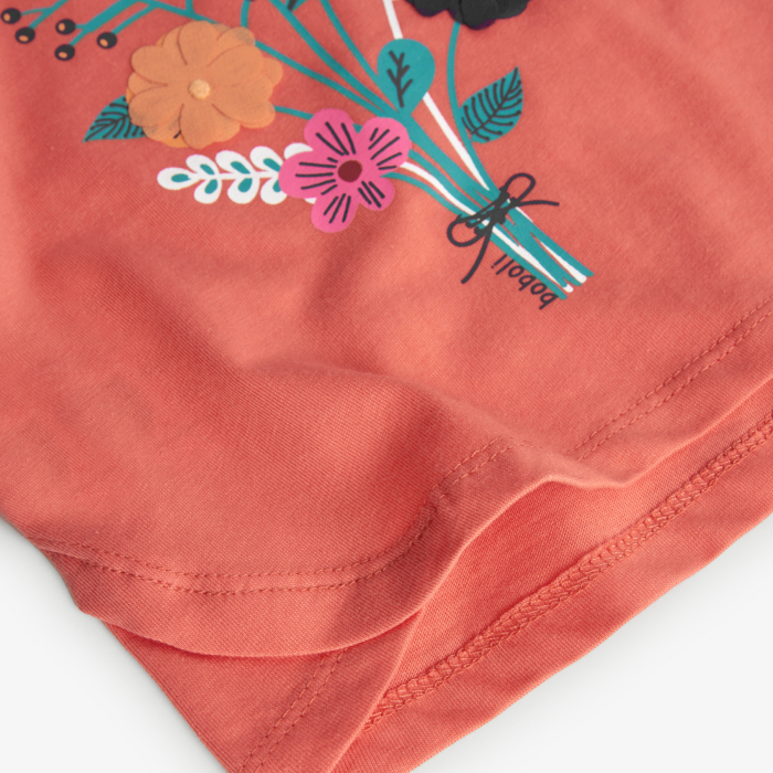 Tricou maneca lunga fetite, bumbac better cotton, imprimeu floral, orange, brand Boboli [4]