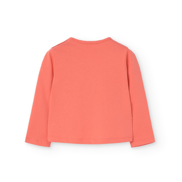 Tricou maneca lunga fetite, bumbac better cotton, imprimeu floral, orange, brand Boboli [2]
