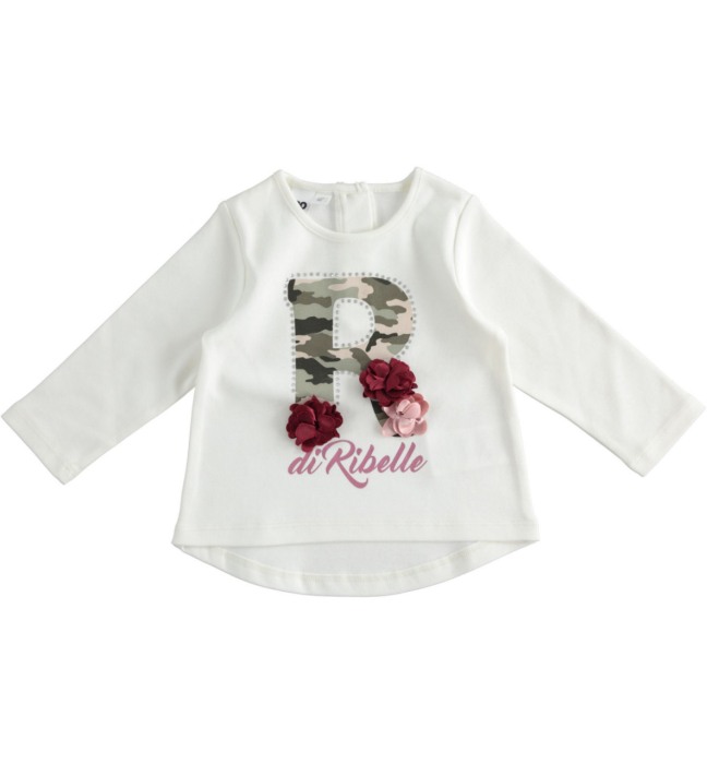 Tricou maneca lunga fetite, R camuflaj, flori grena, iDO [1]