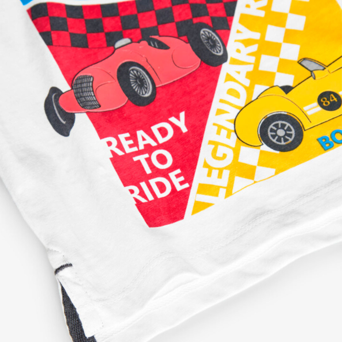 Tricou maneca scurta baiat 1-8 ani, racing car, alb, brand Boboli [4]