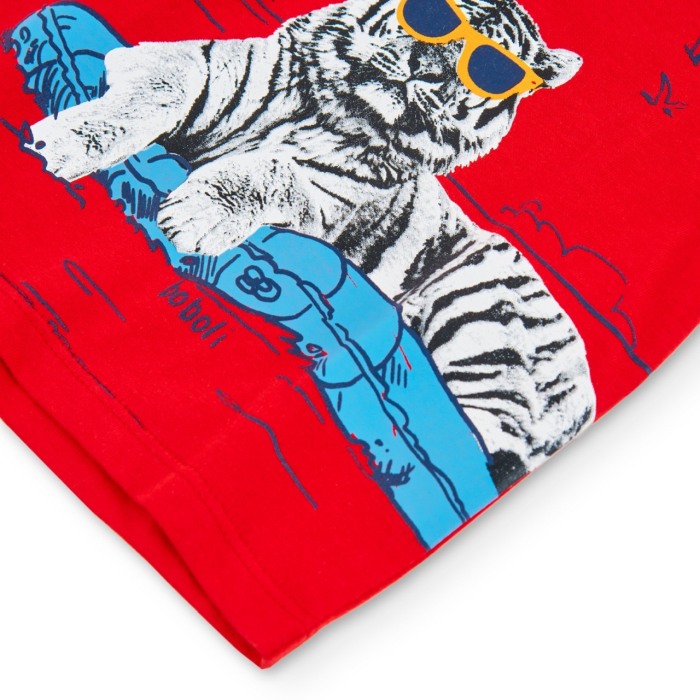 Tricou maneca scurta baieti 1-8 ani, rosu, animal print, Boboli [3]