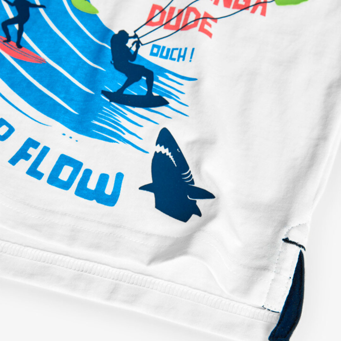 Tricou maneca scurta baieti, bumbac better cotton, imprimeu surferi, brand Boboli [4]