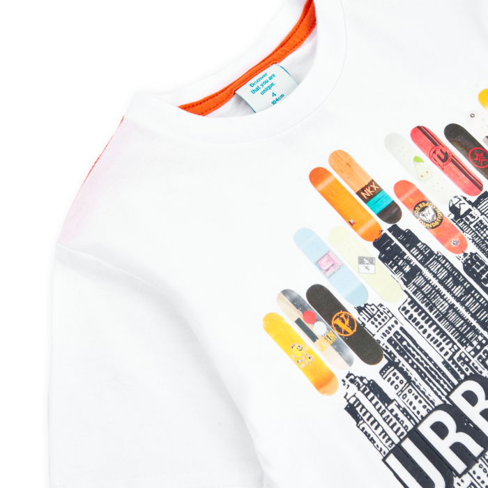 Tricou maneca scurta baieti, bumbac, URBAN CITY, alb, brand Boboli [3]