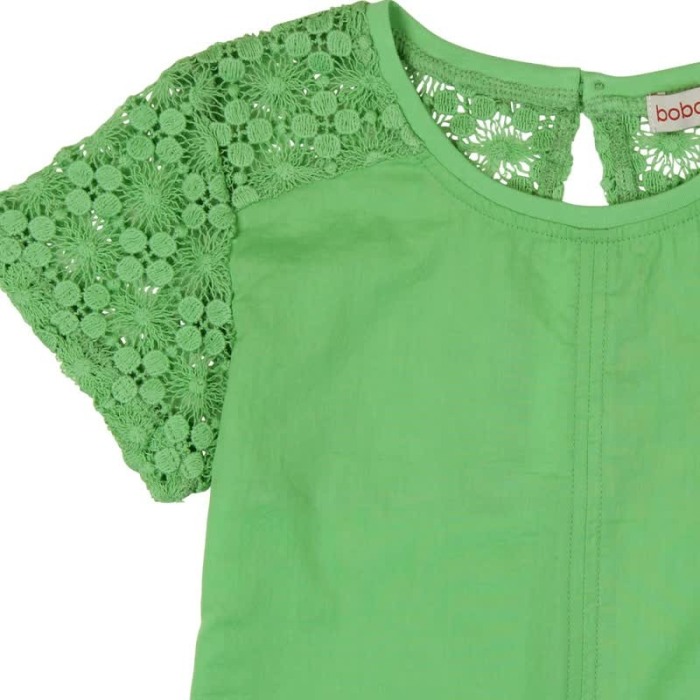Tricou maneca scurta cu broderie Boboli verde [3]