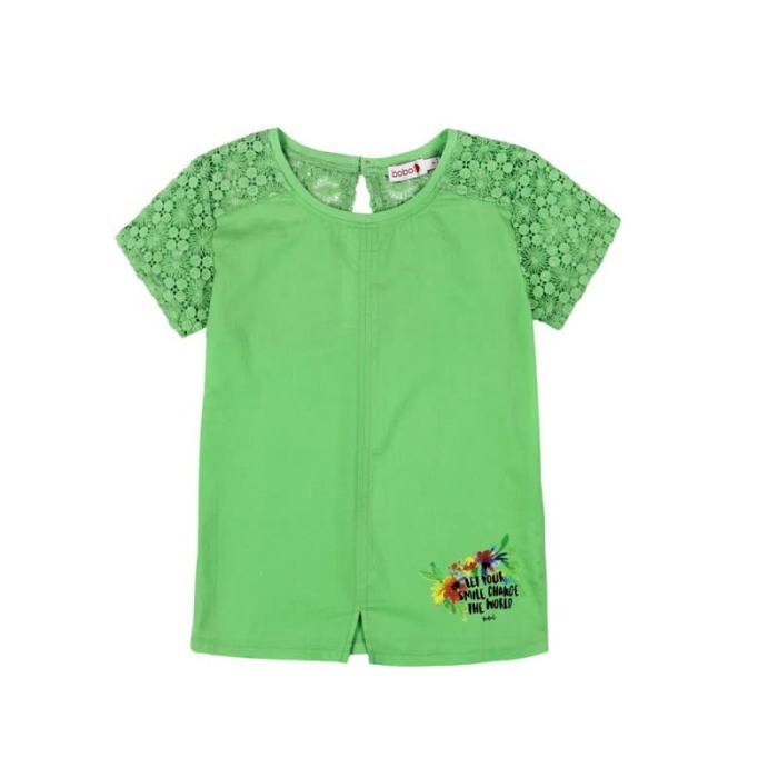 Tricou maneca scurta cu broderie Boboli verde [1]