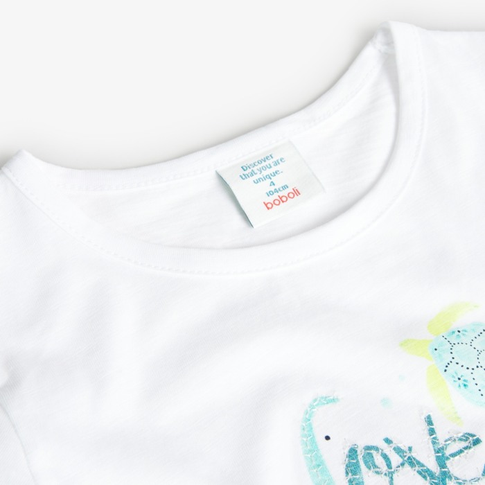 Tricou maneca scurta fete 4-16 ani, bumbac better cotton, alb, brand Boboli [3]