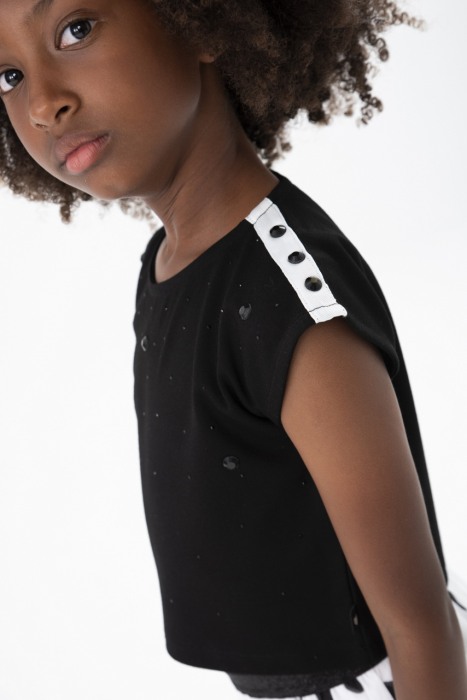 Tricou maneca scurta fete 4-16 ani, model scurt, [1]