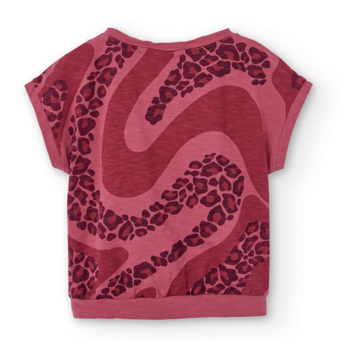 Tricou maneca scurta fete,animal print, grena, Boboli - 426046 [2]