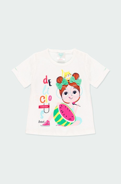 Tricou maneca scurta fete, bumbac, imprimeu fetita , Boboli [1]