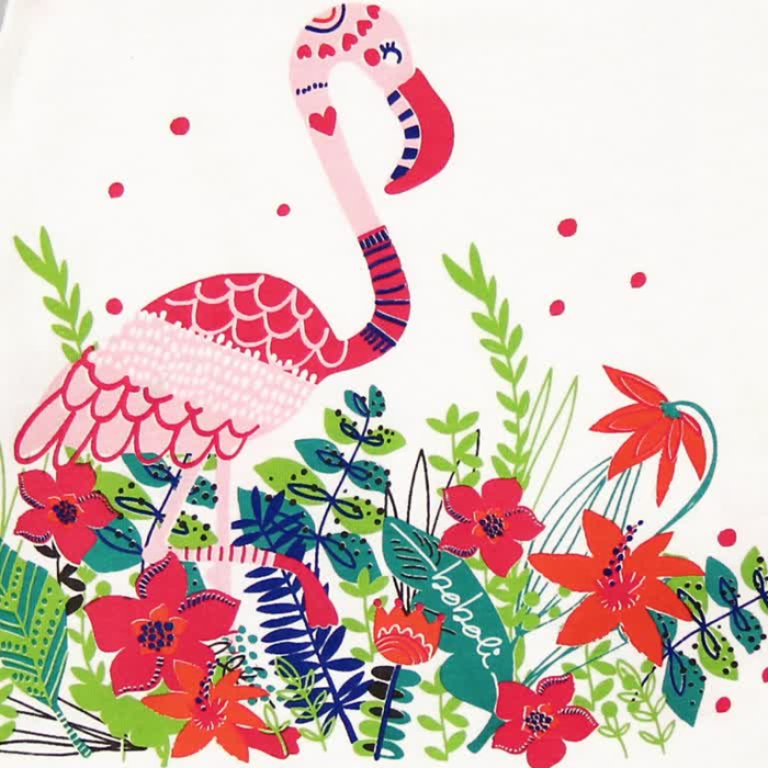 Tricou maneca scurta fete, bumbac,imprimeu flamingo, Boboli [3]