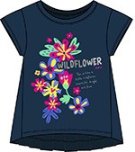 Tricou maneca scurta fete, imprimeu floral, navy, Boboli [1]