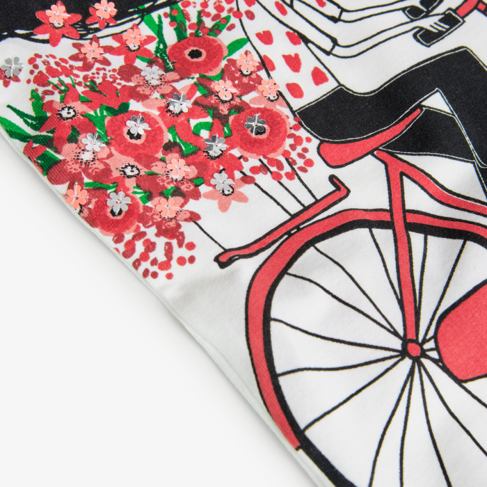 Tricou maneca scurta fetite 4-14 ani, imprimeu fetita pe bicicleta, brand Boboli [4]
