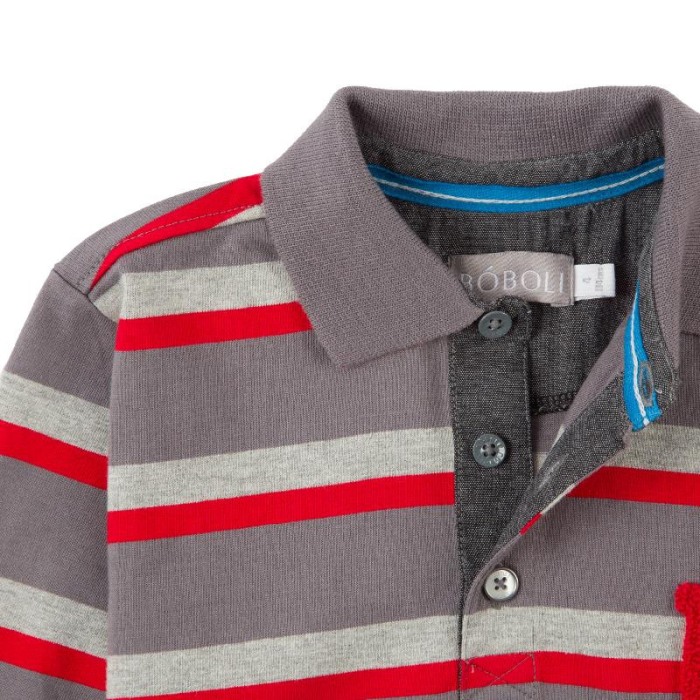 Tricou polo baiat cu dungi rosii, Boboli [3]