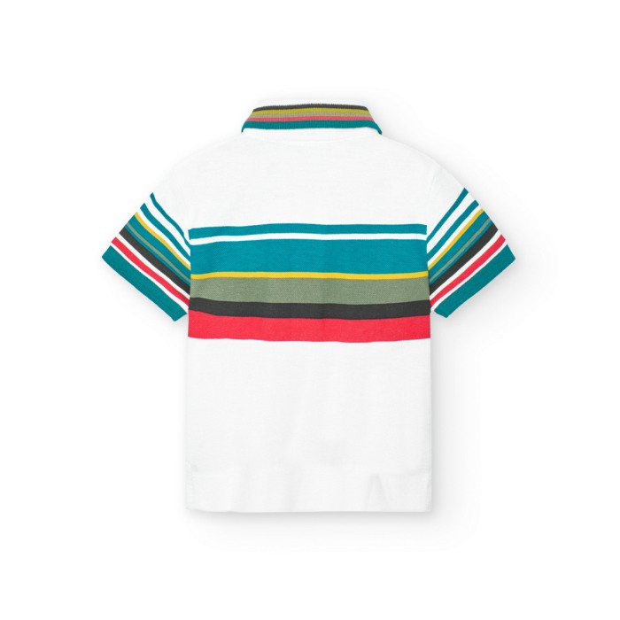 Tricou polo baiat, maneca scurta, dungi multicolore, Boboli [2]