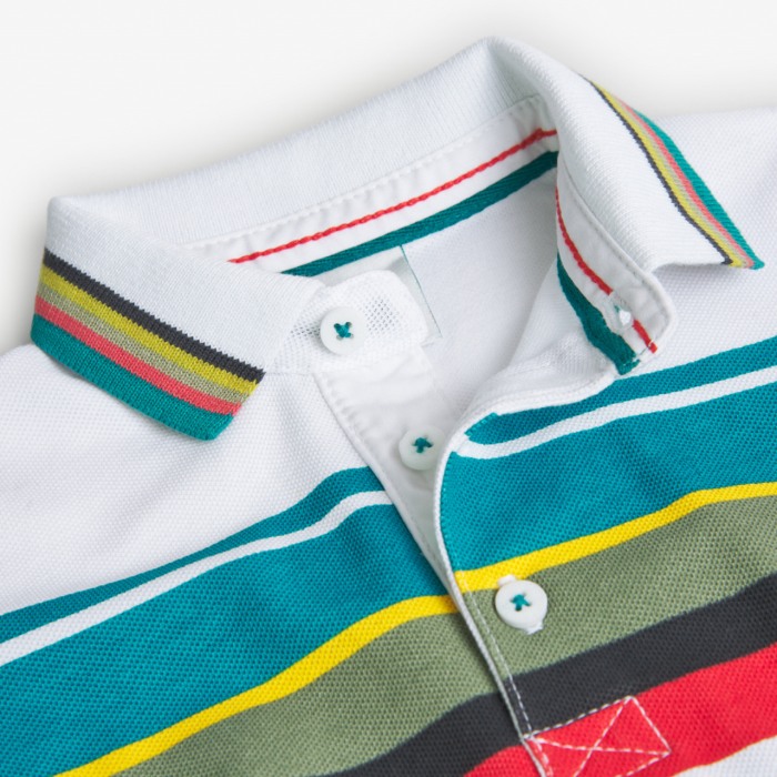 Tricou polo baiat, maneca scurta, dungi multicolore, Boboli [3]