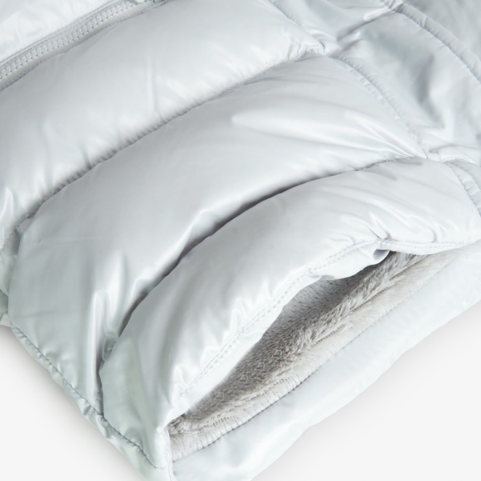 Vesta fete lunga, captuseala blanita, gluga detasabila, gri, Boboli [2]