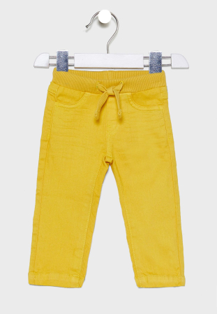 Pantaloni scurti/lungi - Blugi galbeni baieti, bumbac, strech, banda elastica, brand Babybol