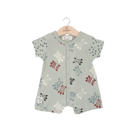 OUTLET ↗ 60% - Salopeta maneca scurta bebe, bumbac, gri ciel, brand Babybol