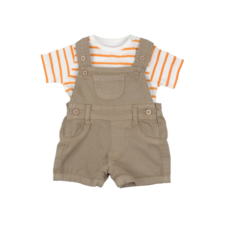 Compleu 2/3 piese maneca scurta - Set 2 piese bebe baiat, Salopeta cu bretele si tricou maneca scurta, brand Babybol