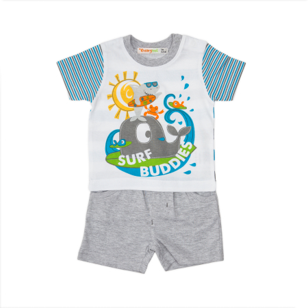 Compleu 2/3 piese maneca scurta - Costumas 2 piese baiat maneca scurta, bumbac, animal print, multicolor, brand Babybol