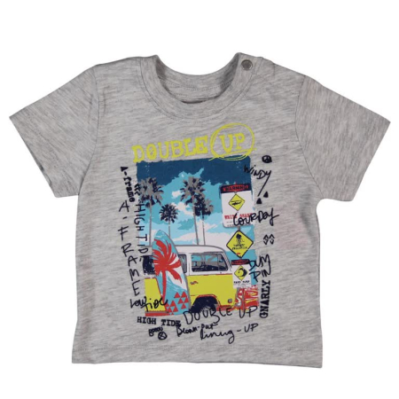 Colectie fete/ baieti primavara-vara - Tricou maneca scurta bebe baiat, bumbac 100%, print grafic, brand Boboli