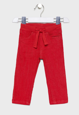 Pantaloni scurti/lungi - Blugi baieti  bumbac, strech, culoare rosie, brand Babybol