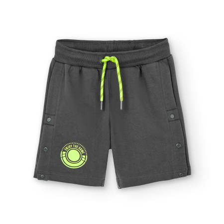 Pantaloni scurti/sorturi - Pantaloni scurti baieti, bumbac, capse laterale, gri, brand Boboli