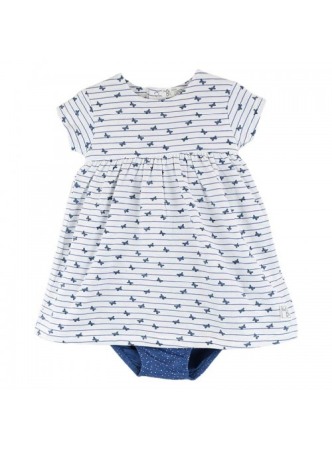 Babybol Rochita cu chilot si bandana, imprimeu fluturi, bumbac soft [1]