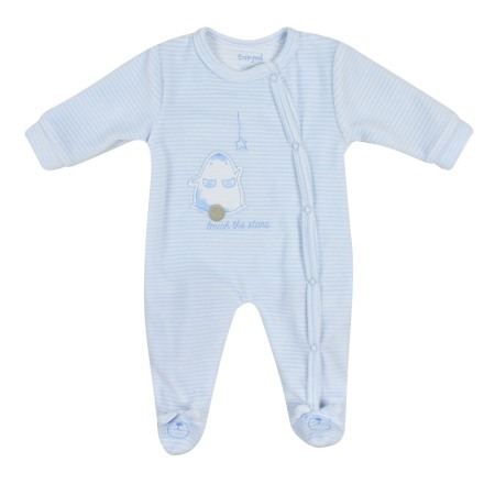 Fete/Baieti 0-24 luni - Babybol, Salopeta catifea bebe baiat cu botosei, dungi blue