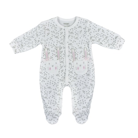 Salopeta bebe maneca lunga - Babybol Salopeta catifea cu maneca lunga fetite 0-18 luni, stelute gri