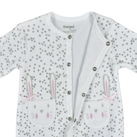 Babybol Salopeta catifea cu maneca lunga fetite 0-18 luni, stelute gri [2]