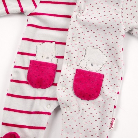 Babybol Salopeta fetita 0-18 luni, catifea gri/fucsia [1]