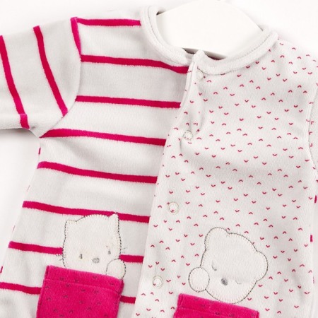 Babybol Salopeta fetita 0-18 luni, catifea gri/fucsia [2]