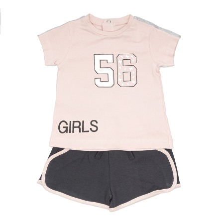 OUTLET - Babybol Set 2 piese tricou maneca scurta&pantalon scurt, roz